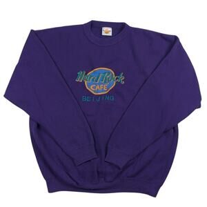 Vintage Beijing China Hard Rock Cafe Purple & Neon Retro Crewneck Size XL